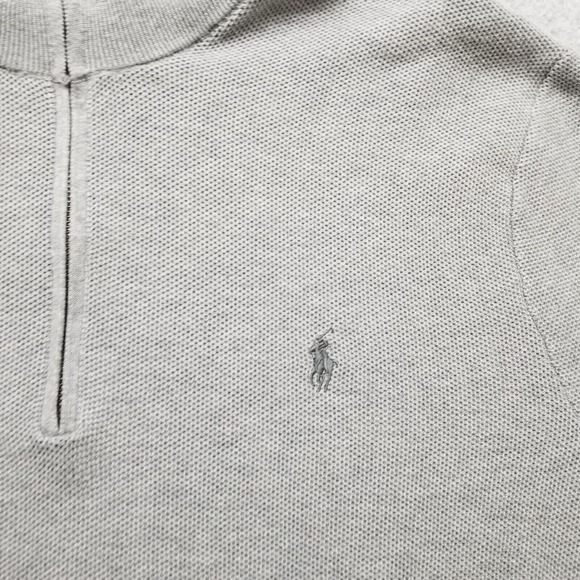 Polo Ralph Lauren Sweater Mens XL Gray Long Sleeve Pullover Mock Neck Zip - Picture 6 of 12